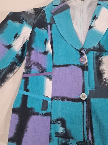 AVALON Collection Patchwork Effect Jacket Colourblock Blue Purple Collared UK 12 - Picture 15 of 22