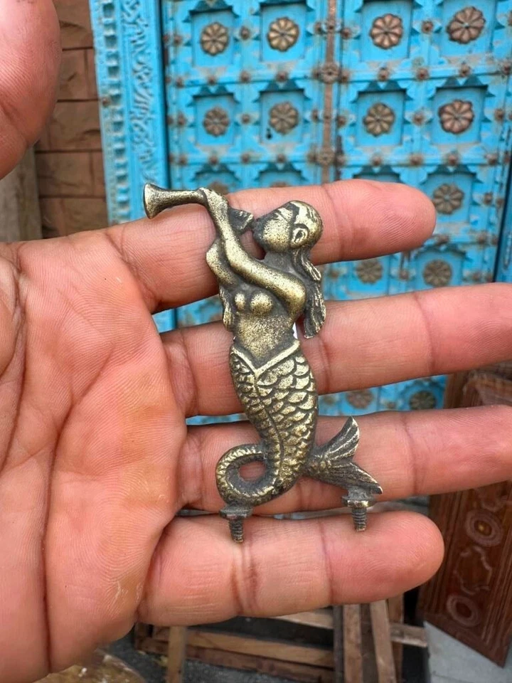 Antique 1800's Old Bronze Miniature Fish Woman Figure Sculpture - Image 2 of 4