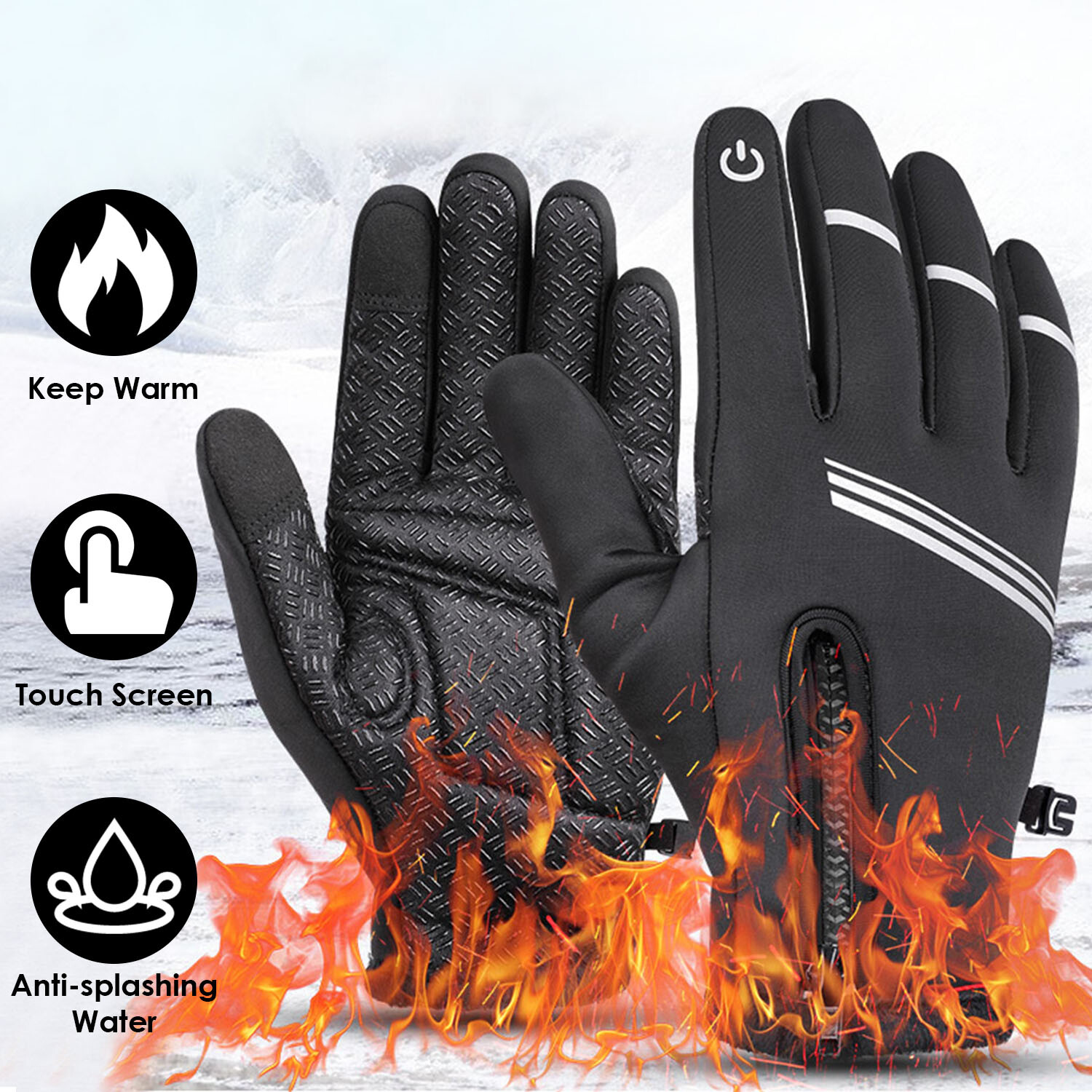 Winter Gloves Touchscreen Keep Warm Fleece Waterproof Windproof for Cold Weather-image
