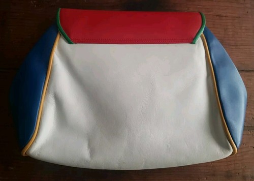 Cartera de Cuero Susan Gail Rojo Azul Blanco Verde Dorado HERMOSA Hecha en España - Imagen 2 de 6