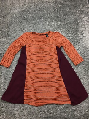 BKE Red Top Womens Size Small Orange Purple / Dark Red 3/4 Sleeve