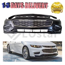 Complete Front Bumper Cover W/Valance Grille Fog Trim For 2016-2018 Chevy Malibu