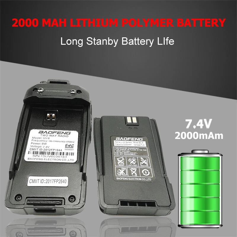 Baofeng UV-6 Walkie Talkie 8w 128 Channel UHF VHF Dual Band Two Way Radio - Image 4 of 4