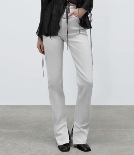 ZARA HIGH RISE SLIM FLARED JEANS ICE | eBay