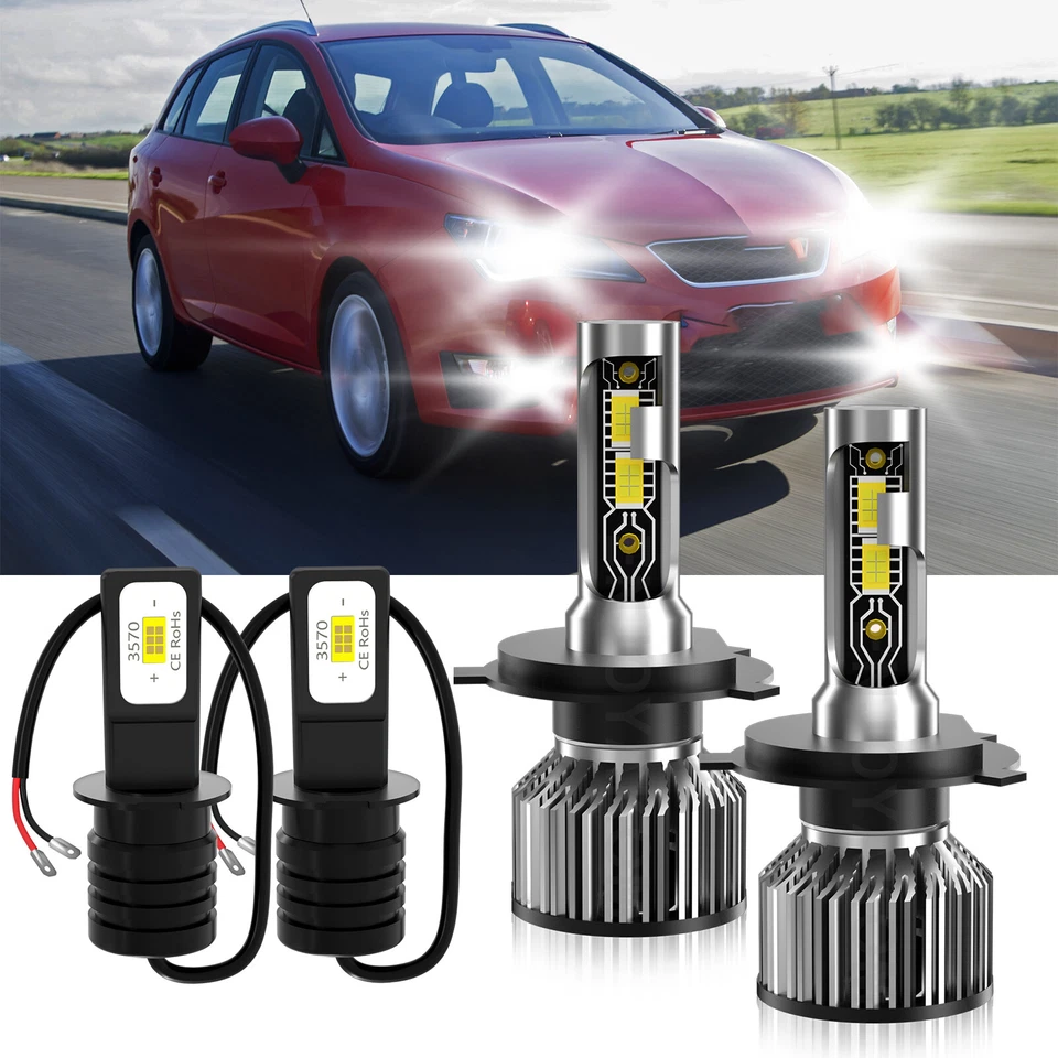 For Seat Ibiza 2005-2005 4Pcs LED Headlight Kit+ Fog Light Bulbs Combo 6500K - Изображение 2 из 4