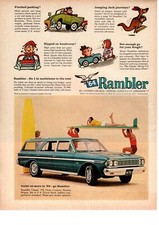 1964 AMC Rambler Classic 770 Cross Crountry Station Wagon V-8 Surfboard Print Ad