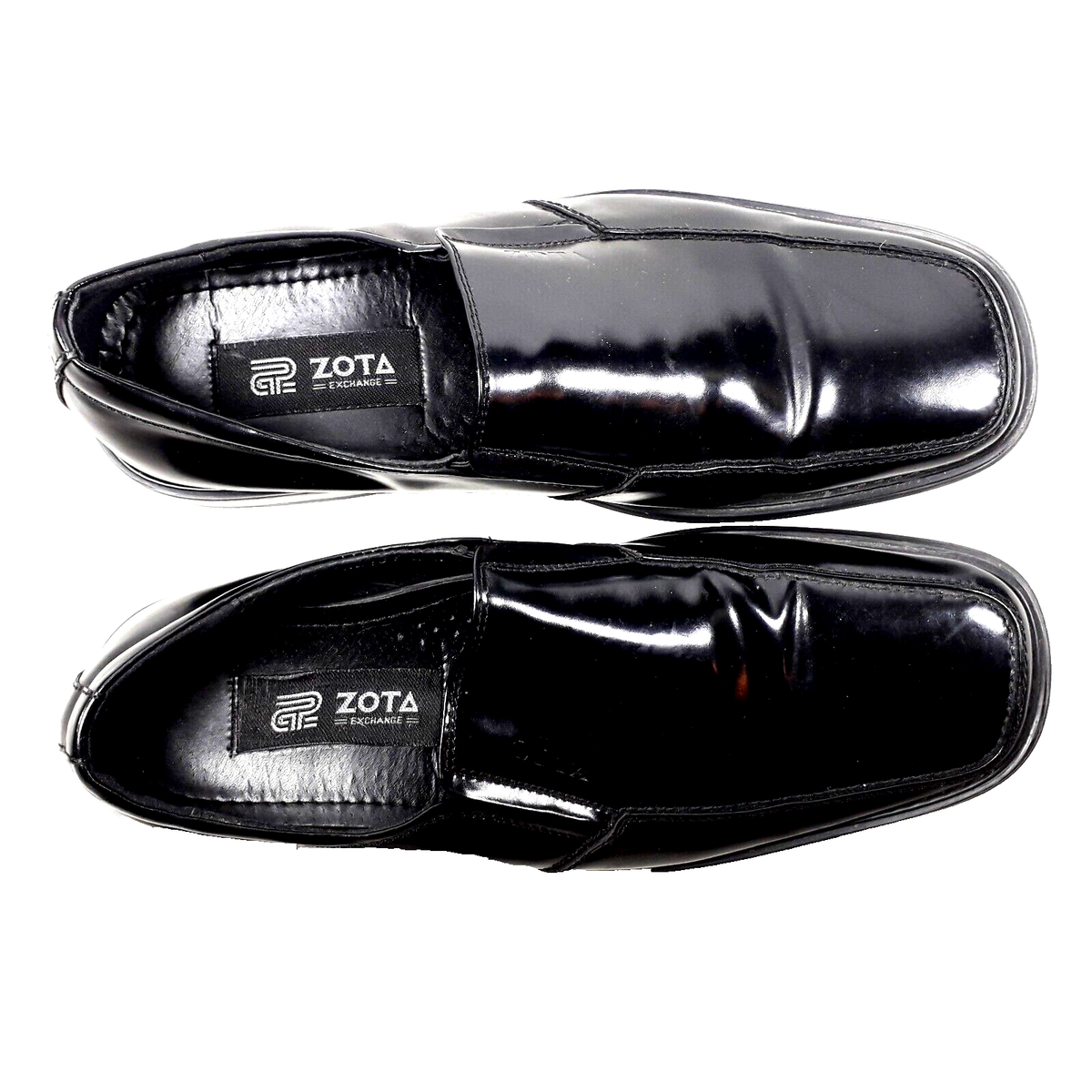 Zota Exchange Mens Black Leather Square Apron Toe Loafers  display picture 2