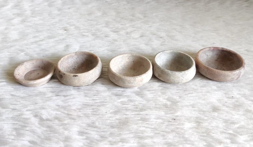 Antique Primitive Handmade Stone Bowl For Sauces Kitchen Collectible 5Pcs STO411 - Image 3 of 4