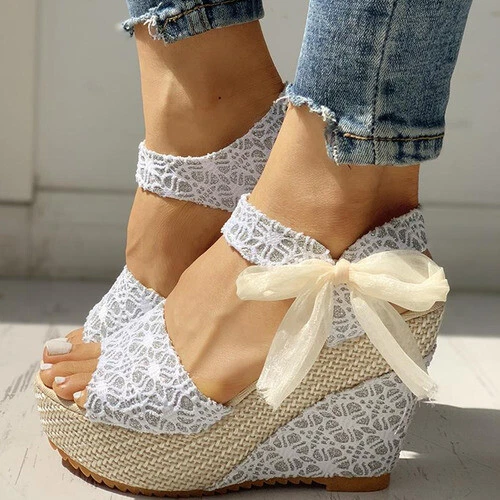 Womens Wedge Lace Up High Heels Summer Platform Sandals Casual Shoes Pumps Party - Bild 3 von 19