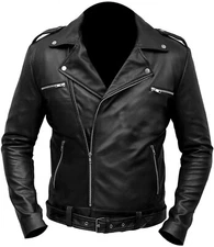 The Walking Dead Jeffrey Dean Morgan Negan Black Leather Motorcycle Jacket