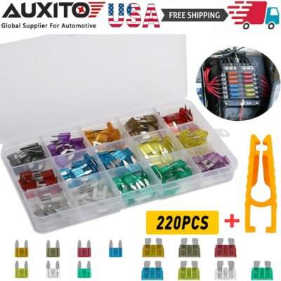 220pcs MINI Blade Fuse Assortment Auto Car Motorcycle SUV FUSES Kit APM ATM US