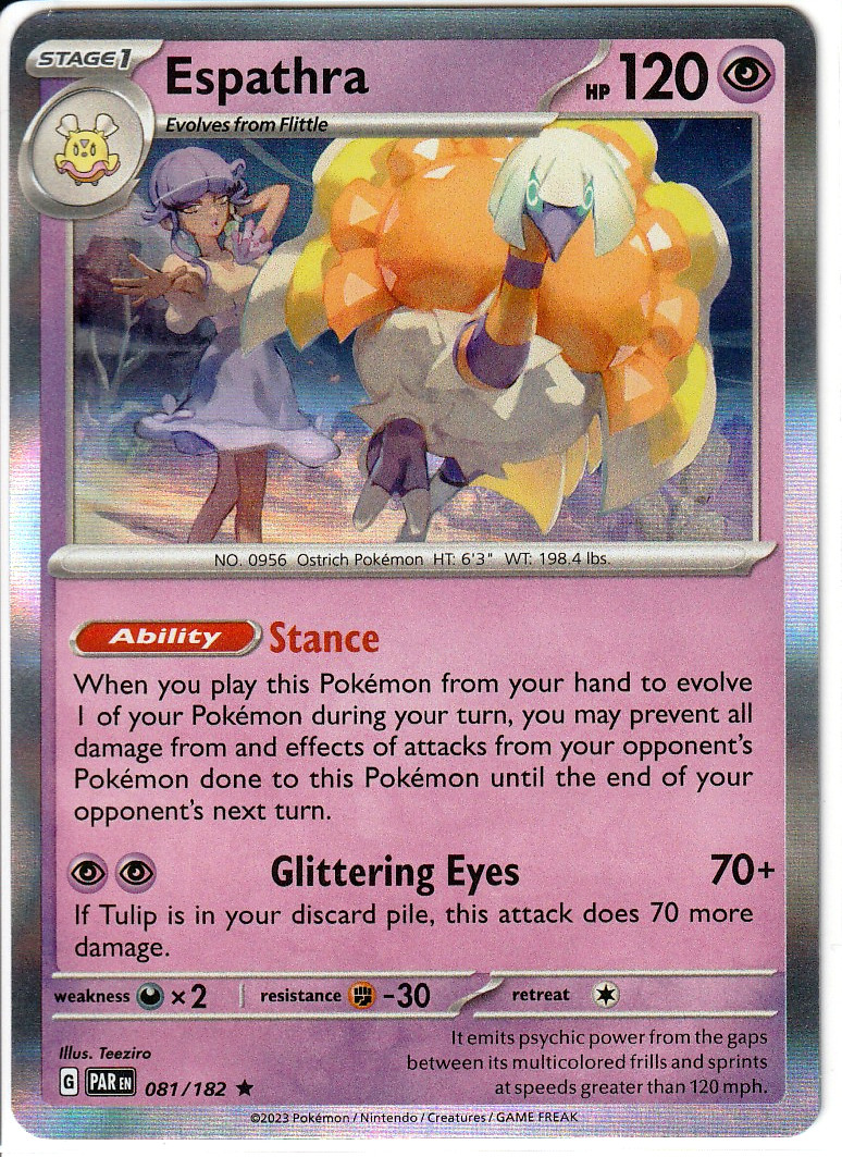 Espathra 081/182 S&V Paradox Rift Non Holo Rare Prerelease Exclusive Pokémon NM