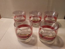 Lot Of 5 Bacardi Rum tumbler football glasses sports Lowball 9 oz