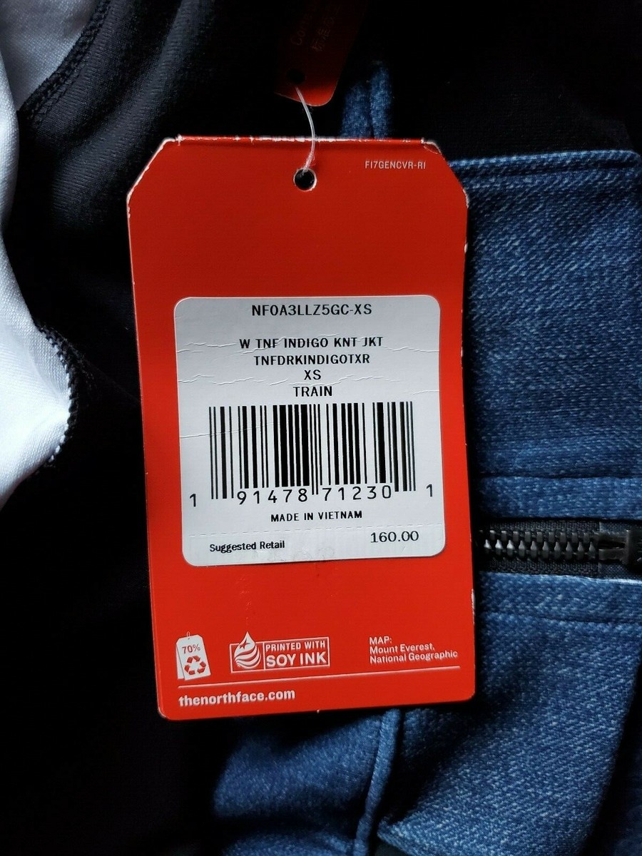 The North Face Womens TNF Indigo KNT Jacket Full Zip Up Jacket