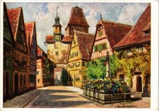 Old postcard AK Rothenburg - view I.d. Rodergasse GERMANY (944282)