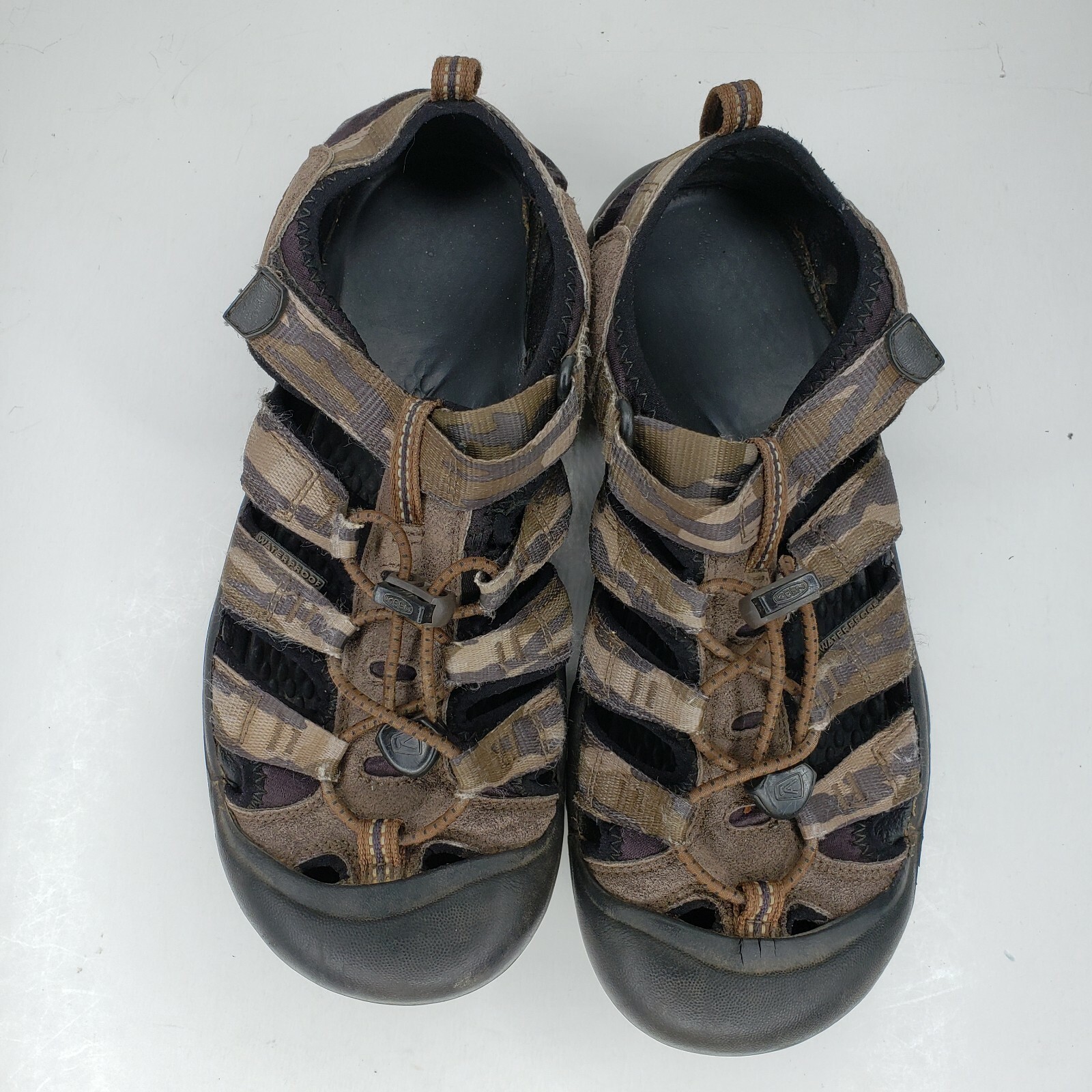 Sandali sportivi Keen taglia 5 Newport H2 bambini marroni verdi mimetici rete escursionismo trail giovani