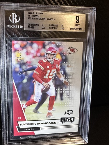 2020 Panini Playoff Patrick Mahomes II first down /99 BGS 9 Chiefs SB x ๐๐๐ - Picture 3 of 7
