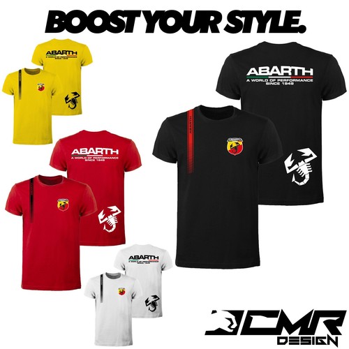 T-Shirt Abarth Scorpion Nera Per Uomo, 100% Cotone, Taglie S-3XL
