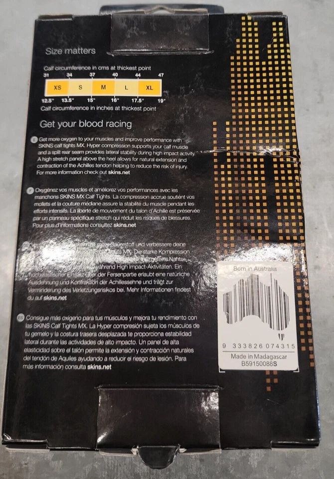 Skins Unisex Calf Tights MX Orange Small - Image 3 of 3