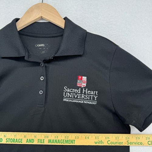 SACRED HEART Shirt Womens M SPEECH LANGUAGE PATHOLOGY University SHU Polo Black - Picture 5 of 7