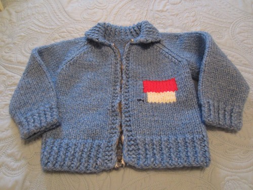 Kids Vintage 1960/70s Blue Hand Knit Snoopy Sweater - Picture 2 of 4
