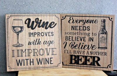 HÄNGESCHILD, LUSTIGE WEIN- ODER BIERVERSE, HOLZ, BARSCHILD, KÜCHENSCHILD