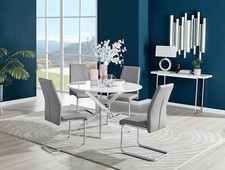 Novara White High Gloss Round Dining Table - 120cm with 4 Lorenzo Chairs Set