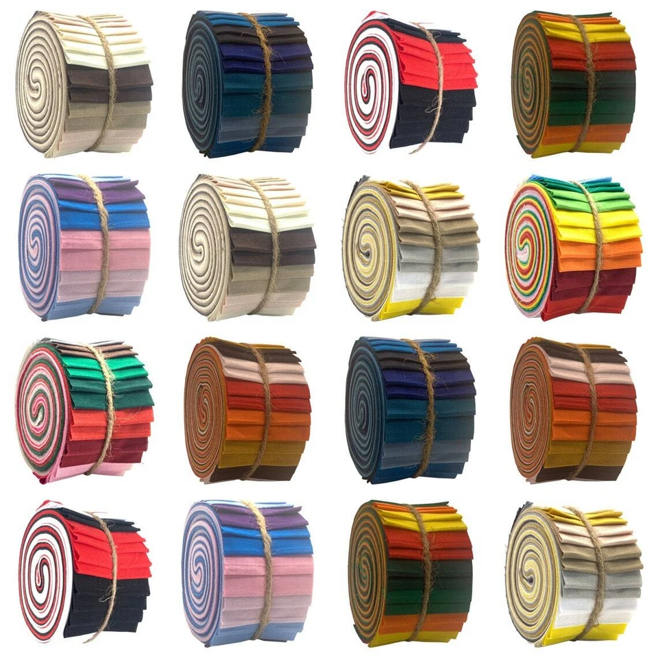 10 Assorted PLAIN COTTON FABRIC JELLY ROLL / HONEY BUN STRIPS 2.5 INCH - Image 2 of 4