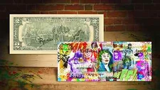 BATMAN ROBIN GOTHAM CITY on GENUINE Tender $2 Bill HAND-SIGNED Rency ART 