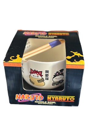 NARUTO Nyaruto Noodle Bowl with Chopsticks (RARE, Limited Edition, Ramen Bowl)