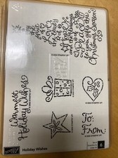 Stampin Up HOLIDAY WISHES - Set Of 6 Wood Rubber Stamps UNMOUNTED - BNIB