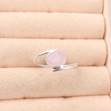 Rose Chalcedony Gemstone 925 Sterling Silver Jewelry Handmade Ring Gift For Wife