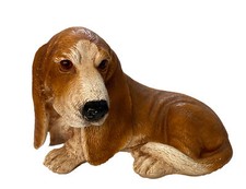Vintage Large Basset Hound Dog statue Brown And Tan 12" Long Homco