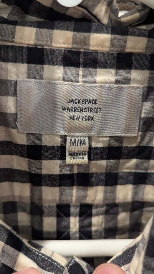 Jack Spade Botones Cuadros Medianos Negro y Tostado Cuadros Ajuste A Medida Foto 3 de 4