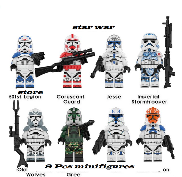 8Pcs Minifigures Star war 501st Legoin Jesse StormTrooper Captain Rex Custom MOC | eBay