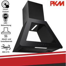 Wandhaube Design Dunstabzugshaube Abluft Umluft Glas schwarz Touch Control 60cm