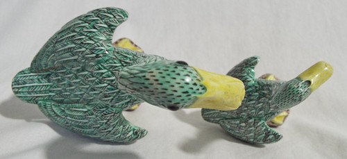 Vintage Pair of Ceramic Green Geese Goose Chinese - Picture 7 of 7