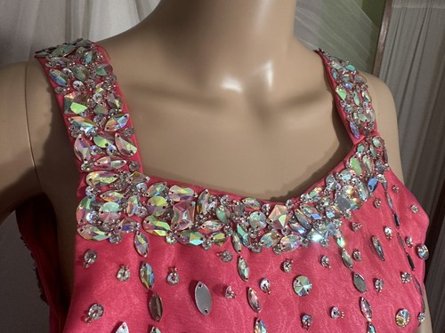 Pink Maximalist Cupcake Ruffly Iridescent Beaded Girls Organza Formal Gown - Picture 16 of 24