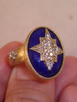 Jude Frances 18k Diamant Lapislazuli Marokkanischer Starburst Cocktail Ring 13g