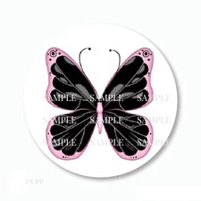 Pink and Black Butterfly Labels Scrapbook Stickers Butterfly Envelope Seals
