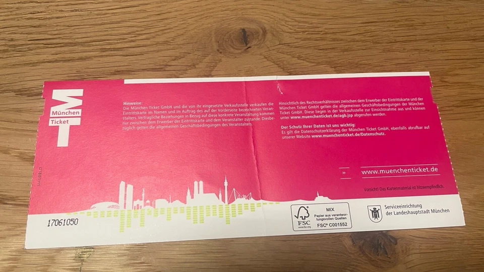 Eintrittskarte deutsche Theater München – Thriller 28.03.2017 - Bild 2 von 2