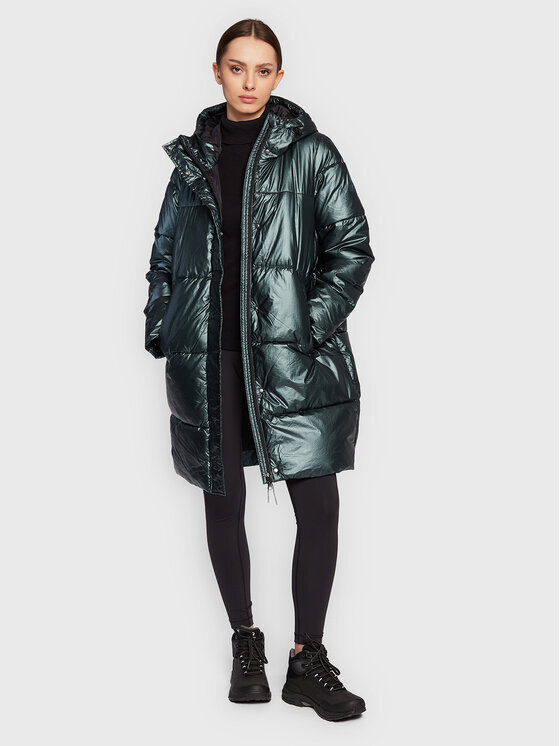 Doudoune D'hiver 4F Pour Femme - Vert, Mi-longue, Capuche, Isolation Polyester