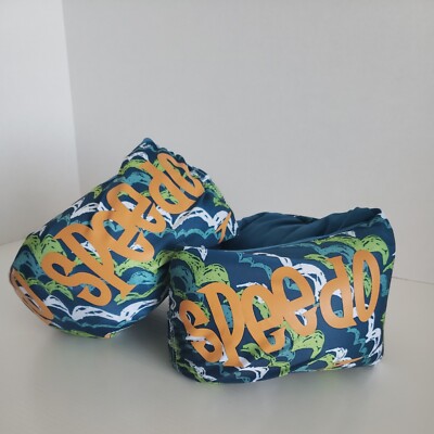Speedo Armband Fabric Floaties 2 Piece Sz: Ages 2-12 blue, green orange.  Unisex