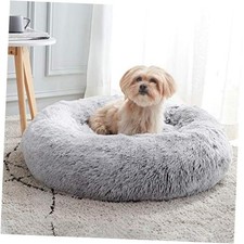 Calming Dog  Cat Bed, Anti-Anxiety Donut 20.0"L x 20.0"W x 8.0"Th Light Grey