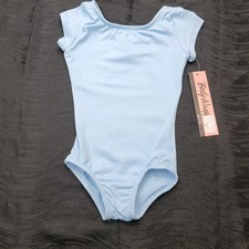 Body Wrappers Light Blue Short Sleeve Scoop Neck Ballet Line Leotard SZ. 3-4C