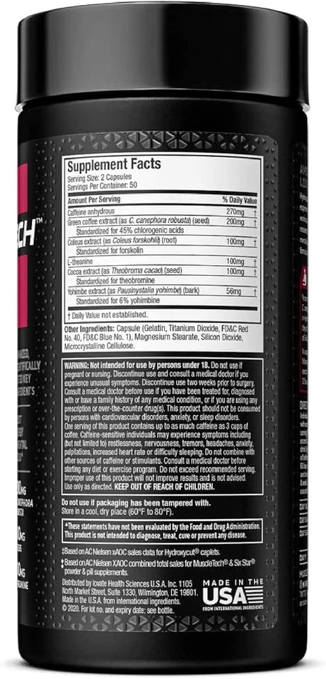 Muscletech Hydroxycut Hardcore Elite Pérdida de Peso + Píldoras de Energía 100ct (Pack de 2) Foto 3 de 4