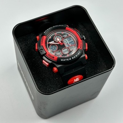 Skmei Digital Watch Men Black Red Round 44MM Backlight New Battery