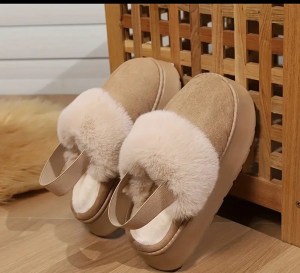 Zapatos Clásicos de Color Sólido Con Forro Polar Pantuflas Ligeras Para Interior