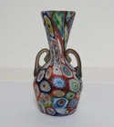 Fratelli Toso Murano Antique Millefiori Flowers Italian Art Glass Mosaic Vase 5"
