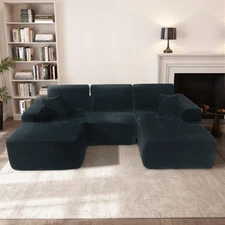 105.7" Cloud Sectional Couch w U-Shaped Chaise, Modern Modular Sofa w Deep Seat